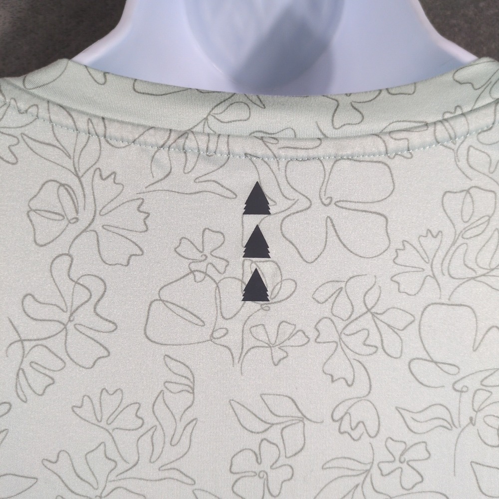 Ascend Womens Mint Green Floral V-Neck Activewear Short Sleeve T-Shirt Size L - Picture 7 of 9